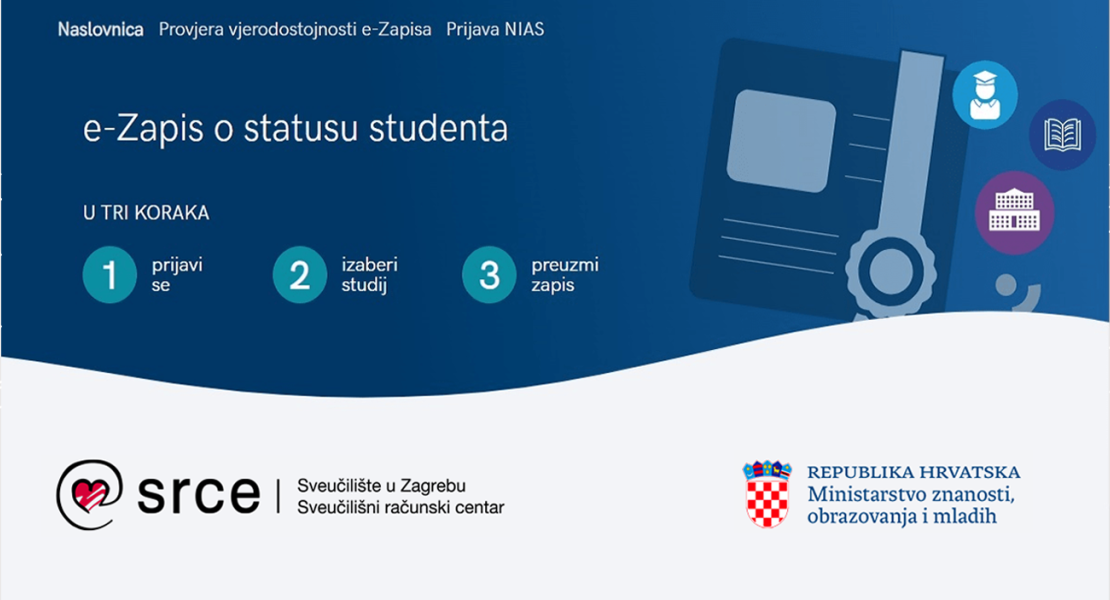 Vizual aplikacije „e-Zapis o statusu studenta“
